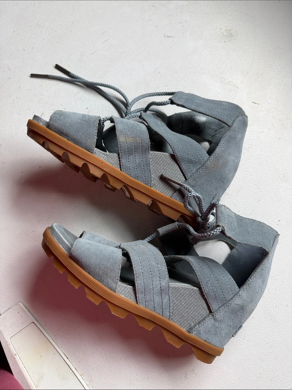 Sorel Blue Suede Lace-Up Strappy Women’s Sandals